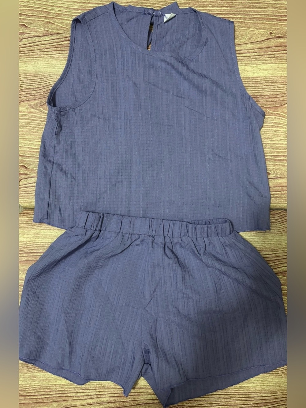 SHEIN Purple-Blue Girls' Matching Tank Top & Elastic-Waist Shorts Set